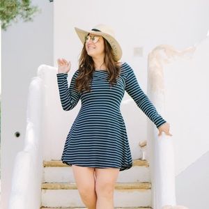 Worn ONCE! Off shoulder striped mini dress.